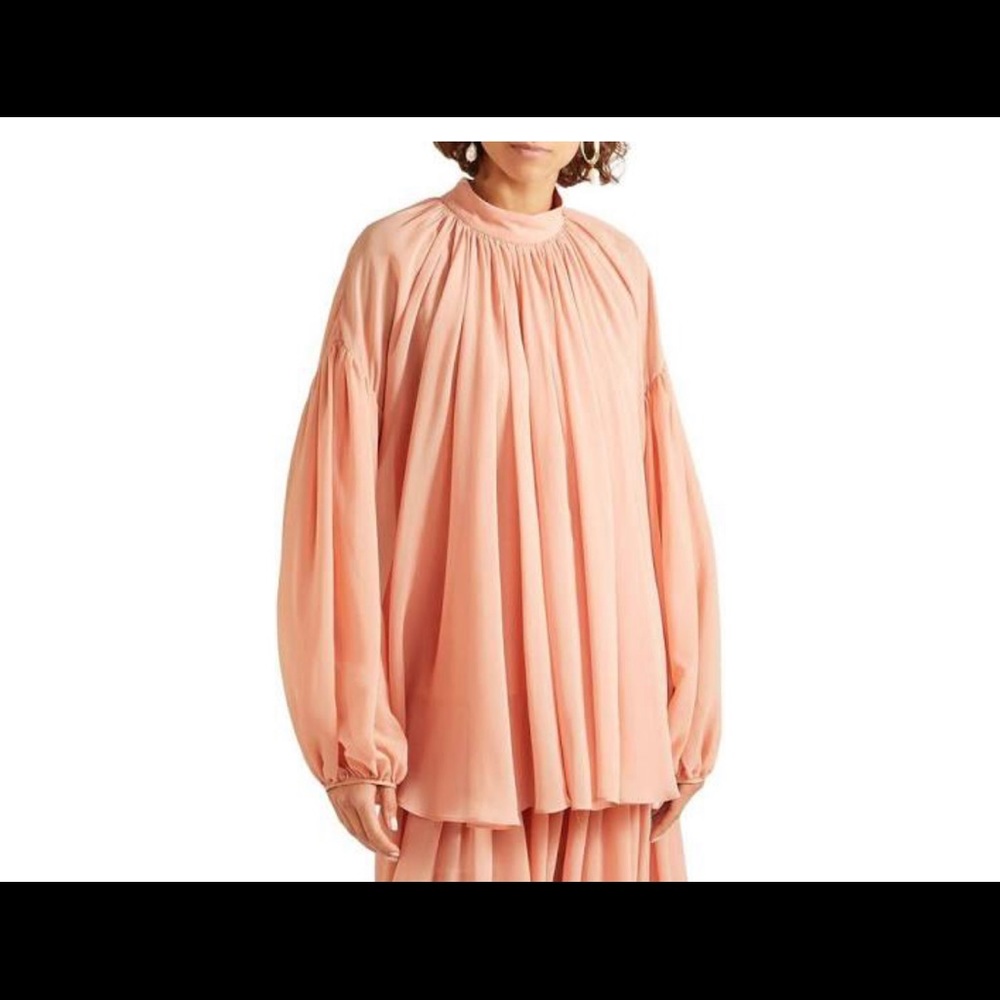 stella mccartney silk blush pink high neck blouse